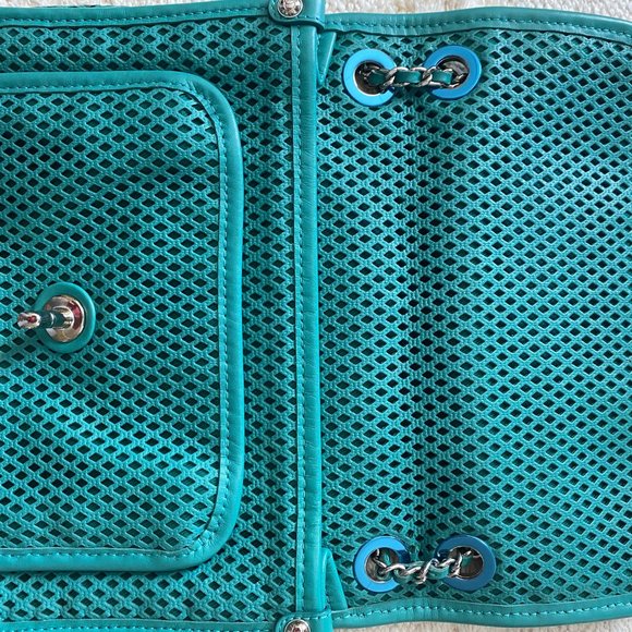 CHANEL Up in the Air Medallion Flap Bag Perforated Purse Emerald Green HOST PICK - Picture 9 of 16